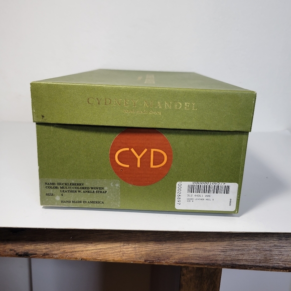 Womans Cydney Mandel Leather Heels Multi-colored woven Straps USA Made Size 6 - Picture 8 of 11